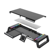 Riff T1 ICE Coorel monitor stand with RGB lighting / x4 USB ports / mobile phone stand Riff T1 ICE Coorel monitor stand with RGB lighting / x4 USB ports / mobile phone stand