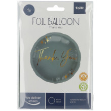 Folat Foil Balloon "Thank you" 45cm Grey / Gold