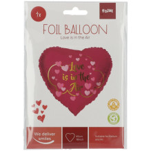 Folat Foil Balloon Heart shaped "Love is in the Air" 45cm