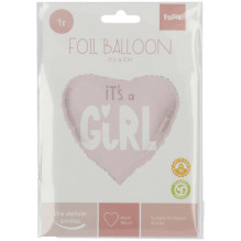 Folat Foil Balloon Heart shaped "It's a Girl" 45cm