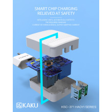 Kaku KSC-371 2in1 išmanusis įkroviklis su dviem USB lizdais, 2.4A, USB į „Lightning“ 1 m laidu