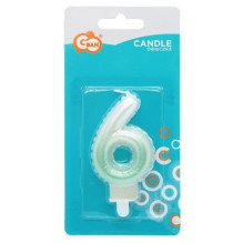 GoDan Ballon type Cake Candle topper Number 6 (7cm) White / Green Ombre