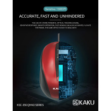 iKAKU KSC-356 3 mygtukų optinė kompiuterio pelė 1500 DPI USB raudona iKAKU KSC-356 3 mygtukų optinė kompiuterio pelė 1500 DPI USB raudona