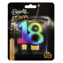 GoDan Galaxy Cake Candle topper Number 18 (7.5cm) Colorfull GoDan Galaxy Cake Candle topper Number 18 (7.5cm) Colorfull