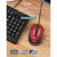 iKAKU KSC-356 3-Button Optical Computer Mouse 1500 DPI USB Red