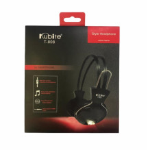 Kubite T-808 Computer Light Headset 30mm drivers 1.8m Cable 2x 3.5mm audio / mic Black