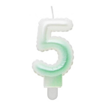 GoDan Ballon type Cake Candle topper Number 5 (7cm) White / Green Ombre