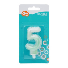 GoDan Ballon type Cake Candle topper Number 5 (7cm) White / Green Ombre