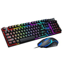 T-Wolf TF200 LED žaidimų klaviatūros ir LED pelės rinkinys su foniniu apšvietimu