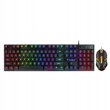 T-Wolf TF200 LED žaidimų klaviatūros ir LED pelės rinkinys su foniniu apšvietimu