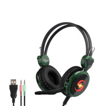 Kubite T-591 Gaming Headset 40mm drivers 1.8m Cable 2x 3.5mm audio / mic + USB Army Green