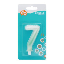 GoDan Ballon type Cake Candle topper Number 7 (7cm) White / Green Ombre