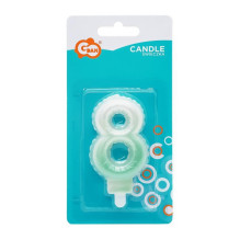 GoDan Ballon type Cake Candle topper Number 8 (7cm) White / Green Ombre