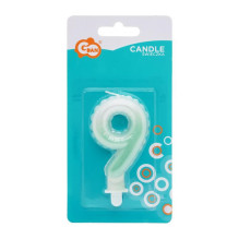 GoDan Ballon type Cake Candle topper Number 9 (7cm) White / Green Ombre