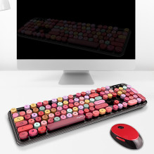 MOFII Sweet Wireless Keyboard and Optical Mouse 2,4G USB Black - Multi Color Buttons