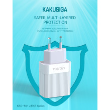 iKaku KSC-501 2in1 25W PD QC3.0 Type-C Socket and USB Mains Charger White
