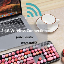 „MOFII Sweet“ belaidė klaviatūra ir optinė pelė 2,4G USB, juoda - daugiaspalviai mygtukai