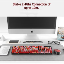 MOFII Sweet Wireless Keyboard and Optical Mouse 2,4G USB Black - Multi Color Buttons