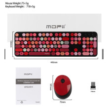 „MOFII Sweet“ belaidė klaviatūra ir optinė pelė 2,4G USB, juoda - daugiaspalviai mygtukai