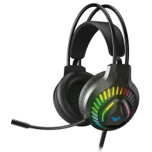 Aula S605 triukšmo slopinimo žaidimų ausinės, 50 mm garsiakalbiai, 2 m laidas, 2 x 3,5 mm garso / mikrofono + USB RGB LE