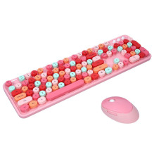 „MOFII Sweet“ belaidė klaviatūra ir optinė pelė 2,4G USB, rožinė - daugiaspalviai mygtukai „MOFII Sweet“ belaidė klaviatūra ir optinė pelė 2,4G USB, rožinė - daugiaspalviai mygtukai
