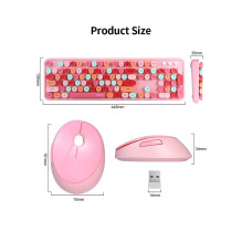 MOFII Sweet Wireless Keyboard and Optical Mouse 2,4G USB Pink - Multi Color Buttons