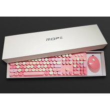 MOFII Sweet Wireless Keyboard and Optical Mouse 2,4G USB Pink - Multi Color Buttons