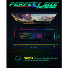 „Riff RGB-01“ žaidimų pelės kilimėlis, padengtas guma ir audiniu, su USB RGB LED spalvota šviesa (80 x 30 cm), juodas „Riff RGB-01“ žaidimų pelės kilimėlis, padengtas guma ir audiniu, su USB RGB LED spalvota šviesa (80 x 30 cm), juodas