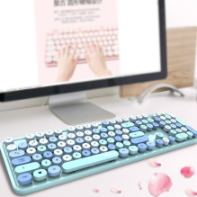 MOFII Sweet Wireless Keyboard and Optical Mouse 2,4G USB Blue - Multi Color Buttons