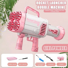 Riff Rocket Bazooka 64 hole Soap Bubble Gun with bottle holder for Indoor Kids Party &amp; Outdoor Games Pink