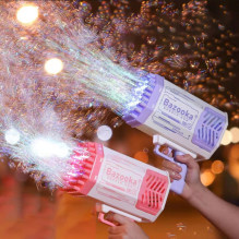 „Riff Rocket Bazooka“ 88 skylių muilo burbulų pistoletas, rožinis, skirtas vaikų vakarėliams ir lauko žaidimams „Riff Rocket Bazooka“ 88 skylių muilo burbulų pistoletas, rožinis, skirtas vaikų vakarėliams ir lauko žaidimams