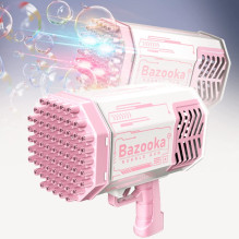 „Riff Rocket Bazooka“ 88 skylių muilo burbulų pistoletas, rožinis, skirtas vaikų vakarėliams ir lauko žaidimams „Riff Rocket Bazooka“ 88 skylių muilo burbulų pistoletas, rožinis, skirtas vaikų vakarėliams ir lauko žaidimams