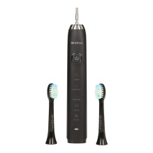 „Shona Electric IPX7 Sonic“ dantų šepetėlis su 5 veikimo režimais + kelioninis dėklas (pridedamos 2 galvutės), juodas
