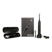 Shona Electric IPX7 Sonic Tooth Brush with 5 operation modes + travel case (2 heads included) Black