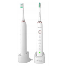 Shona Electric IPX7 Sonic Tooth Brush with with 5 operation modes + travel case (2 heads included) White
