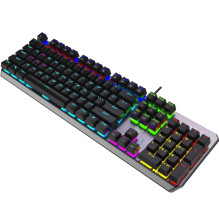 Aula F2066-II mechaninė žaidimų klaviatūra su USB laidu, 1,6 m, 106 klavišai, EN / RUS, RGB, LED, sidabrinė