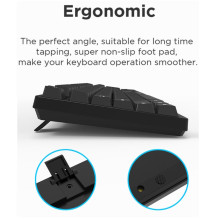 Aula AK205 ergonomiška tyli klaviatūra su 104 mygtukais, anglų / rusų išdėstymu, 1,5 m USB laidu, juoda