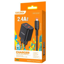 Kaku KSC-793 2in1 Adaptive Dual port fast 2.4A charger with Lightning cable Black