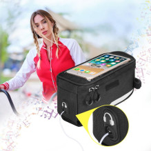 Wozy 6BK Waterproof Bicycle Front Frame Top Bag with Phone 6.5'' max Holder 1L Black