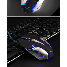 Chiropter X10 Professional Optical Gaming Mouse 6 Buttons Braided 1.5m Cable 800-2400dpi Black