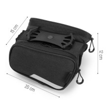 Wozy 14BK 3-Part Waterproof Bicycle Front Frame Top Bag with Phone 6.5'' max Holder 1.5L Black Wozy 14BK 3-Part Waterproof Bicycle Front Frame Top Bag with Phone 6.5'' max Holder 1.5L Black
