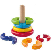 Woody 90674 Eco Wooden Educational Magnetic color stacking pyramide - constructor (13pcs) for kids 2y+ (13x17cm)