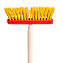 Woody 91887 Wooden / Plastic Garden tool - broom (100cm) for kids 3+ years Yellow / Red