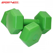 „SportVida 2in1“ šešiakampių hantelių rinkinys, 2 x 2 kg, žalias, sporto salei ir fitnesui