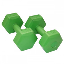 „SportVida 2in1“ šešiakampių hantelių rinkinys, 2 x 2 kg, žalias, sporto salei ir fitnesui