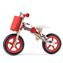 Woody Dipy Ergo+ Eco Wooden Balance Bike with adjustable seat (38x43cm) + Bag (3y+) Red