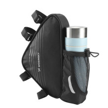 Wozy 23BK Double Fix Waterproof Bicycle Front Frame Bottom possitioned Bag + Bottle holder 1.5L Black