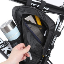 Wozy 23BK Double Fix Waterproof Bicycle Front Frame Bottom possitioned Bag + Bottle holder 1.5L Black