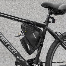Wozy 23BK Double Fix Waterproof Bicycle Front Frame Bottom possitioned Bag + Bottle holder 1.5L Black