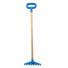 Vigo Kids Toy Plastic Rake with 60cm wooden handle and grip (rake size 20x5cm) Blue